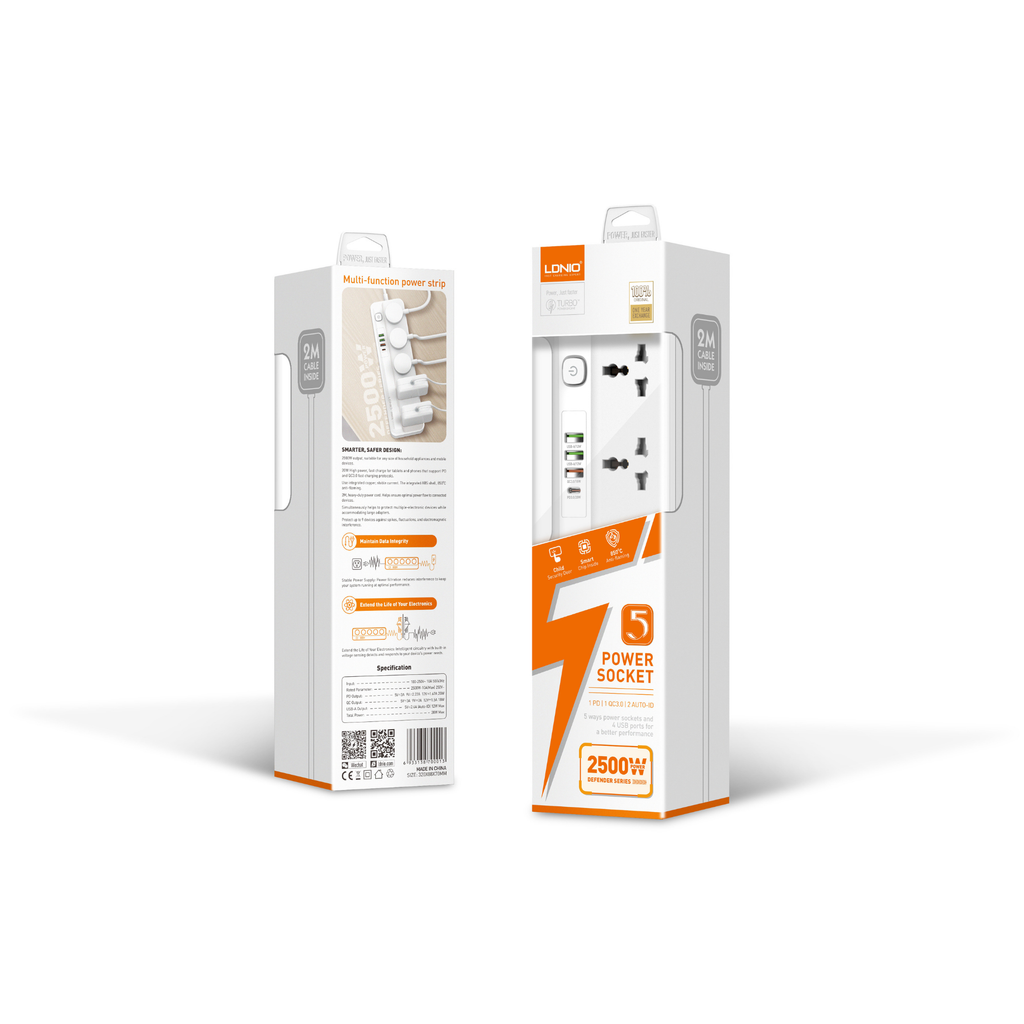LDNIO 5 Power Socket 2M 2500W SC5415