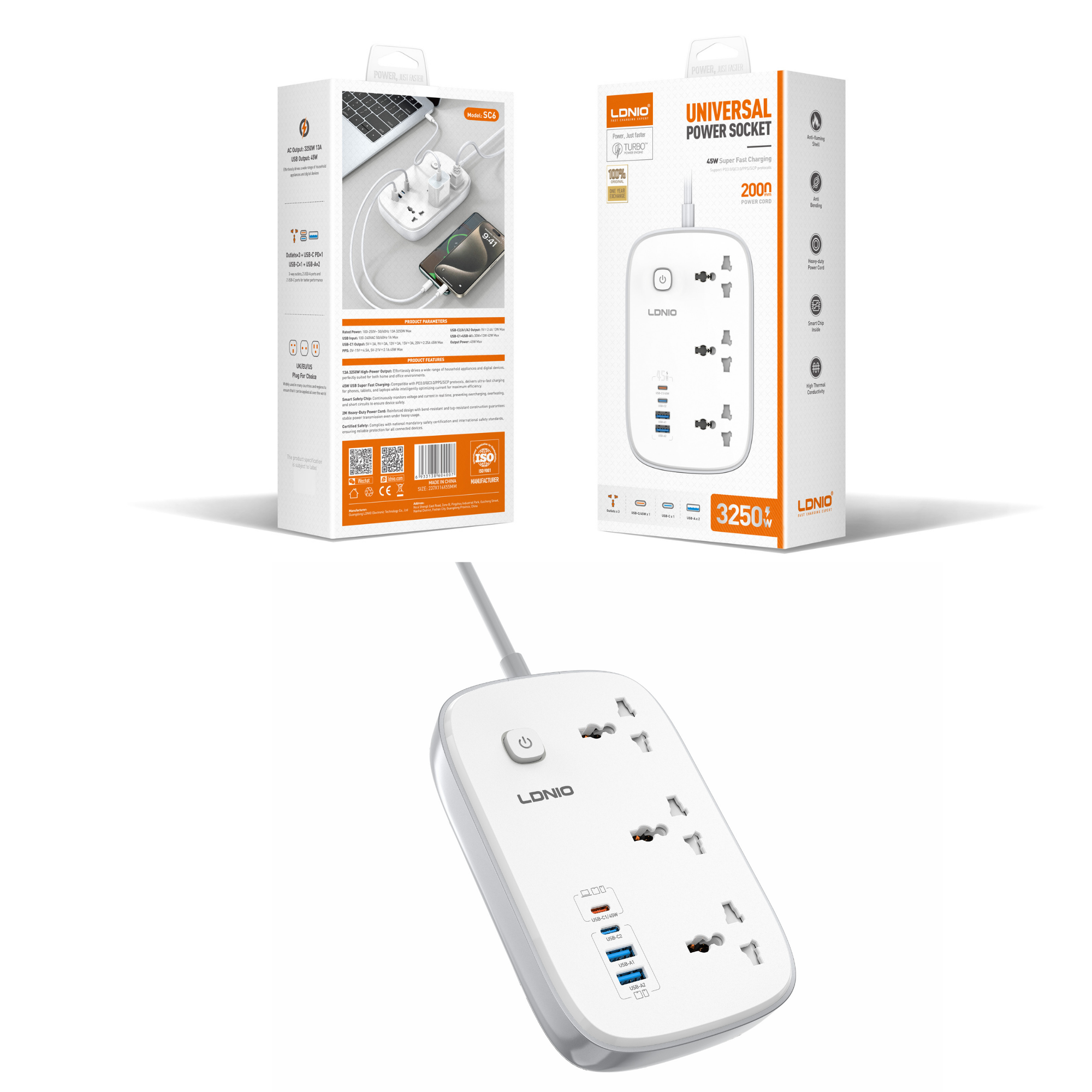 LDNIO Universal Power Socket 3250W SC6