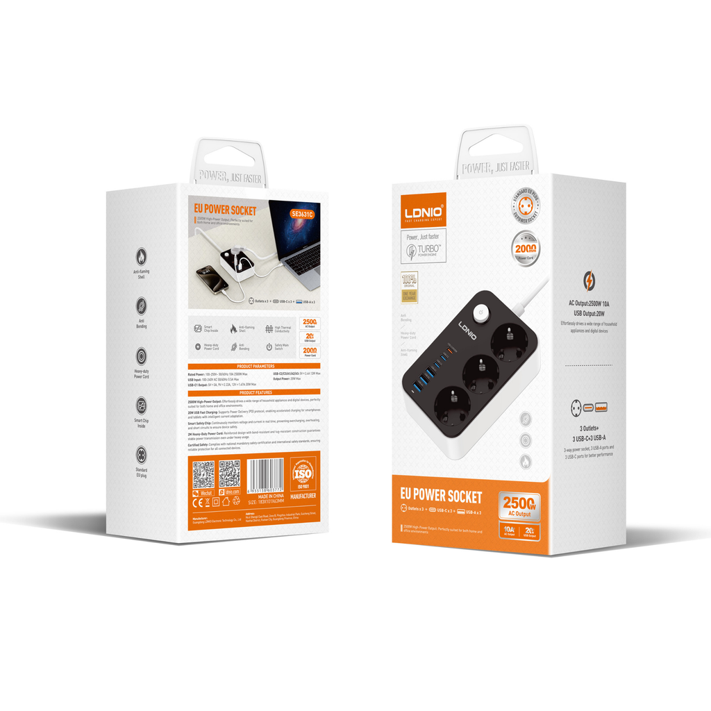 LDNIO Power Socket Outlet 2500W SE3631C