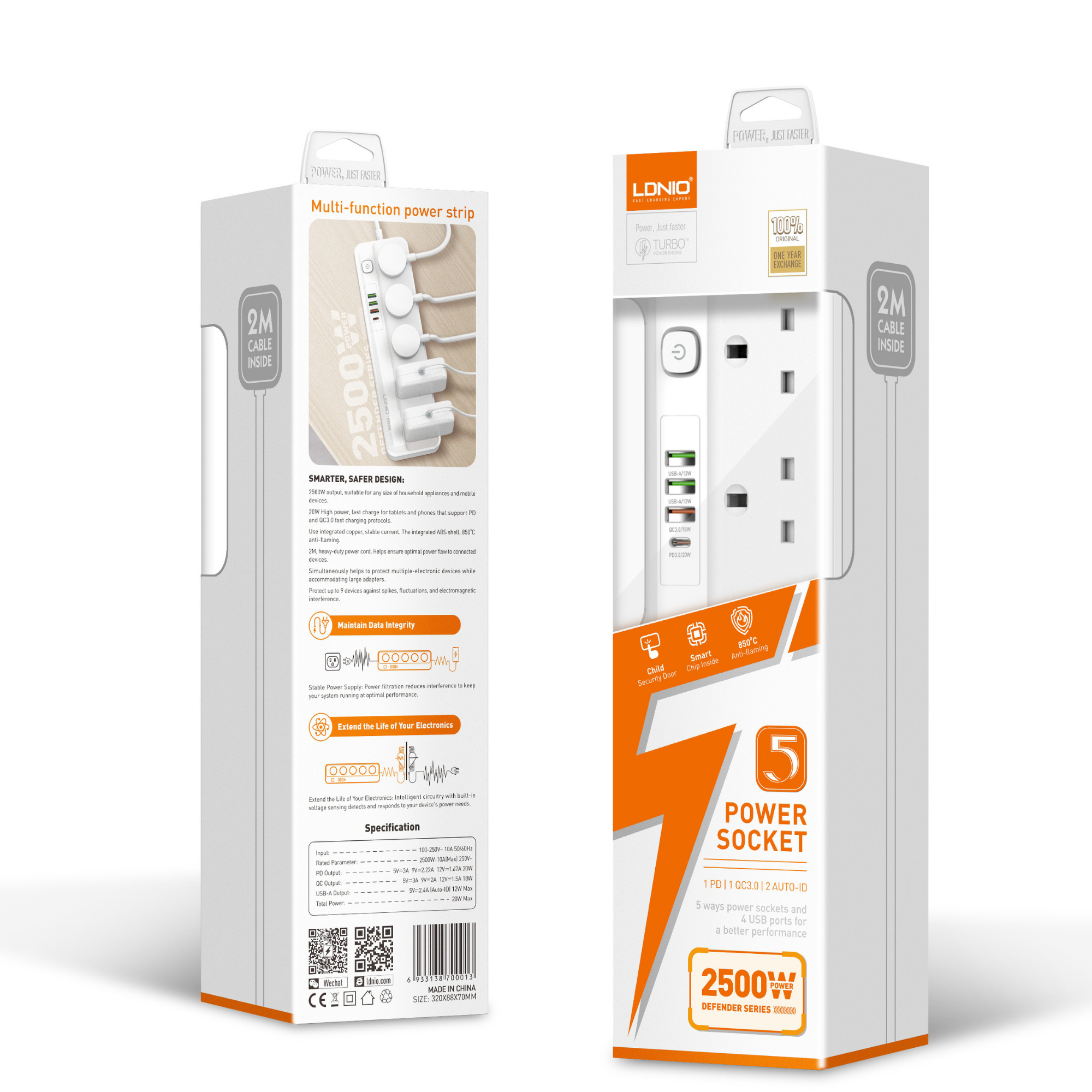 LDNIO 5 Extension Power Socket 2500W SKW5493