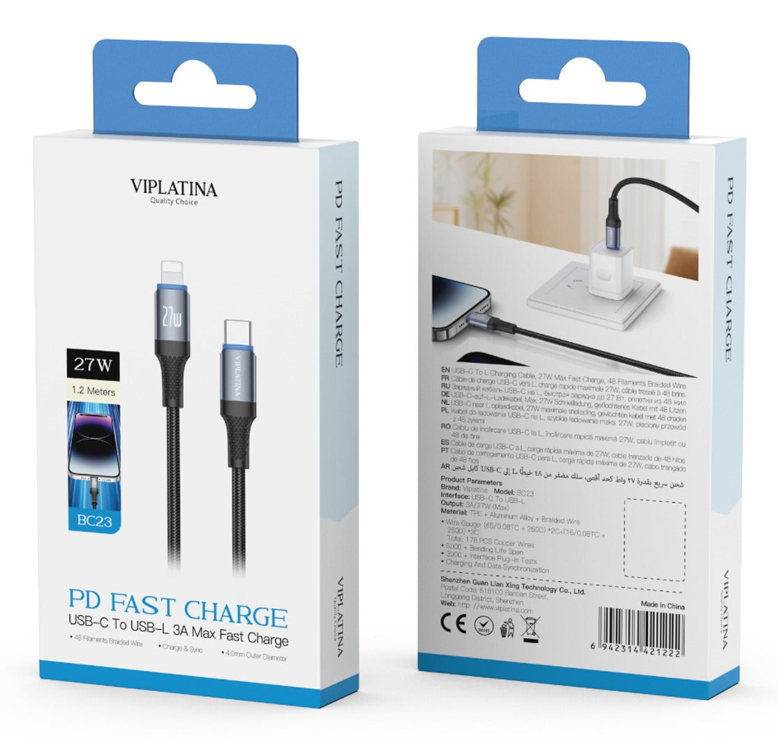 VIPLATINA USB-C TO USB-L  27W CABLE