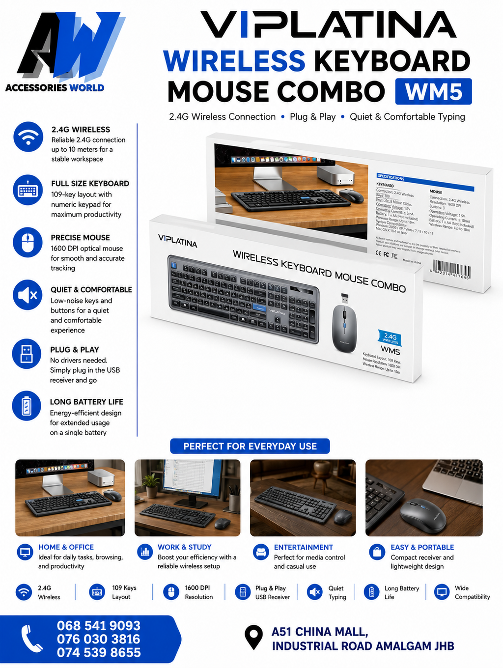 WIRELESS KEYBOARD AND MOUSE VM15