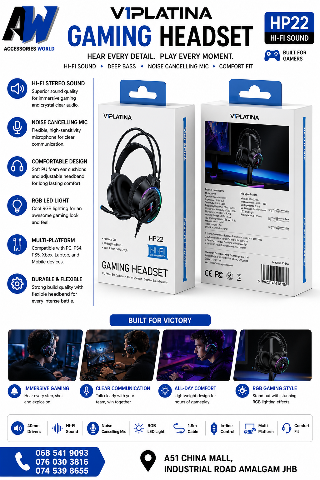 VIPLATINA GAMING HEADSET HP22