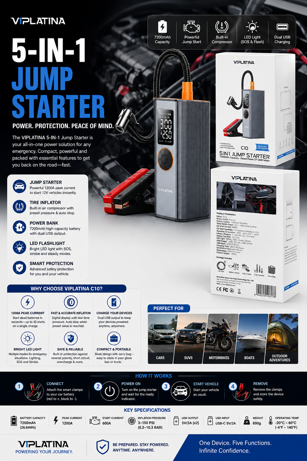 VIPLATINA 5IN1 JUMP STARTER