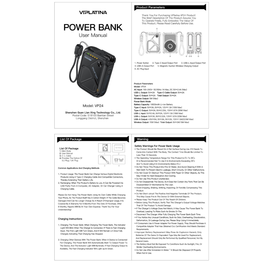 VIPLATINA  POWERBANK 22.5W VP24
