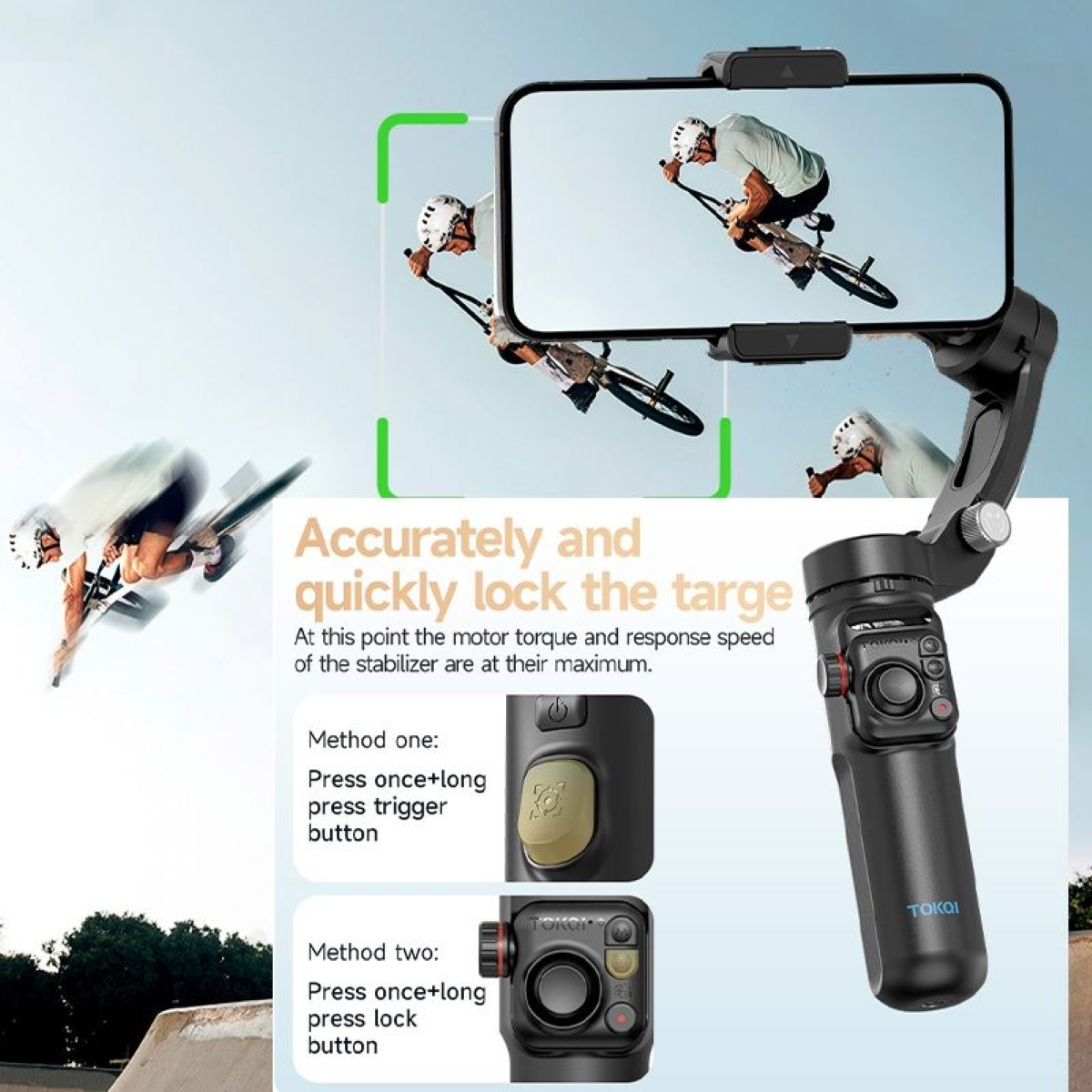 VIPLATINA VF22 3-Axis Smartphone Gimbal Stabiliser with AI Tracking Camera, Gesture Control, Foldable Design, for iOS and Android